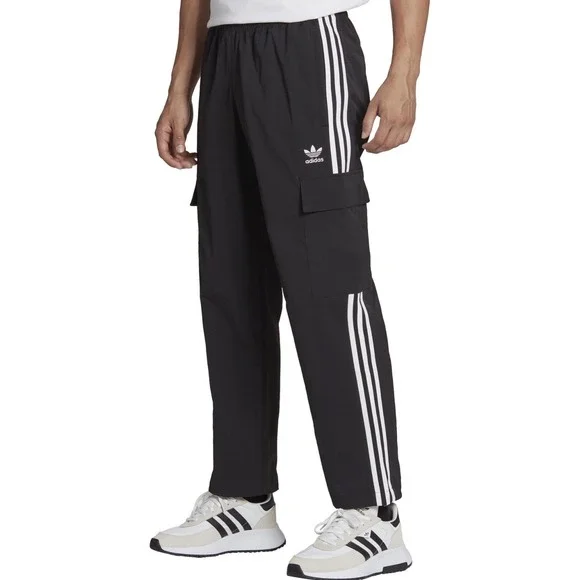 NEW Mens ADIDAS ORIGINALS CARGO Trefoil Track PANTS XL HR3364 Black White - Picture 1 of 7